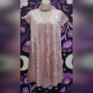 Y2K Rose Barbie Pink Velvet V-neck flowy mini dress Barbiecore SMALL flirty fun